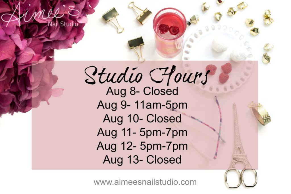 Studio Hours Aug 8-13